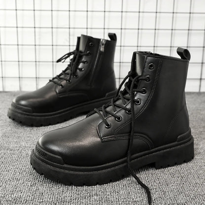Men's Leather Boots Four Seasons Outdoor Casual Hiking Boots Retro Fashion Work Boots Thick Bottom Ankle Boots Anti-slip 2024