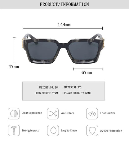 Retro Millionaire Sunglasses For Men Luxury New Square Sunglasses Women Trendy Vintage Luxe Fashion Glasses Gafas De Sol Hombre