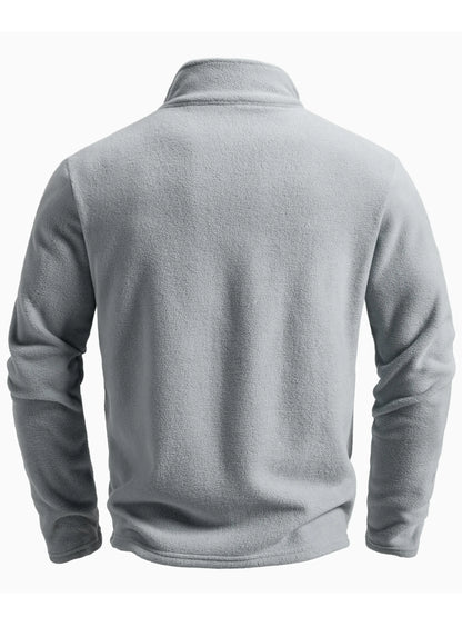 Men's Spring and Autumn Solid Color Fleece Warm Top, Comfortable Zippered Cardigan for Men's Outdoor Leisure