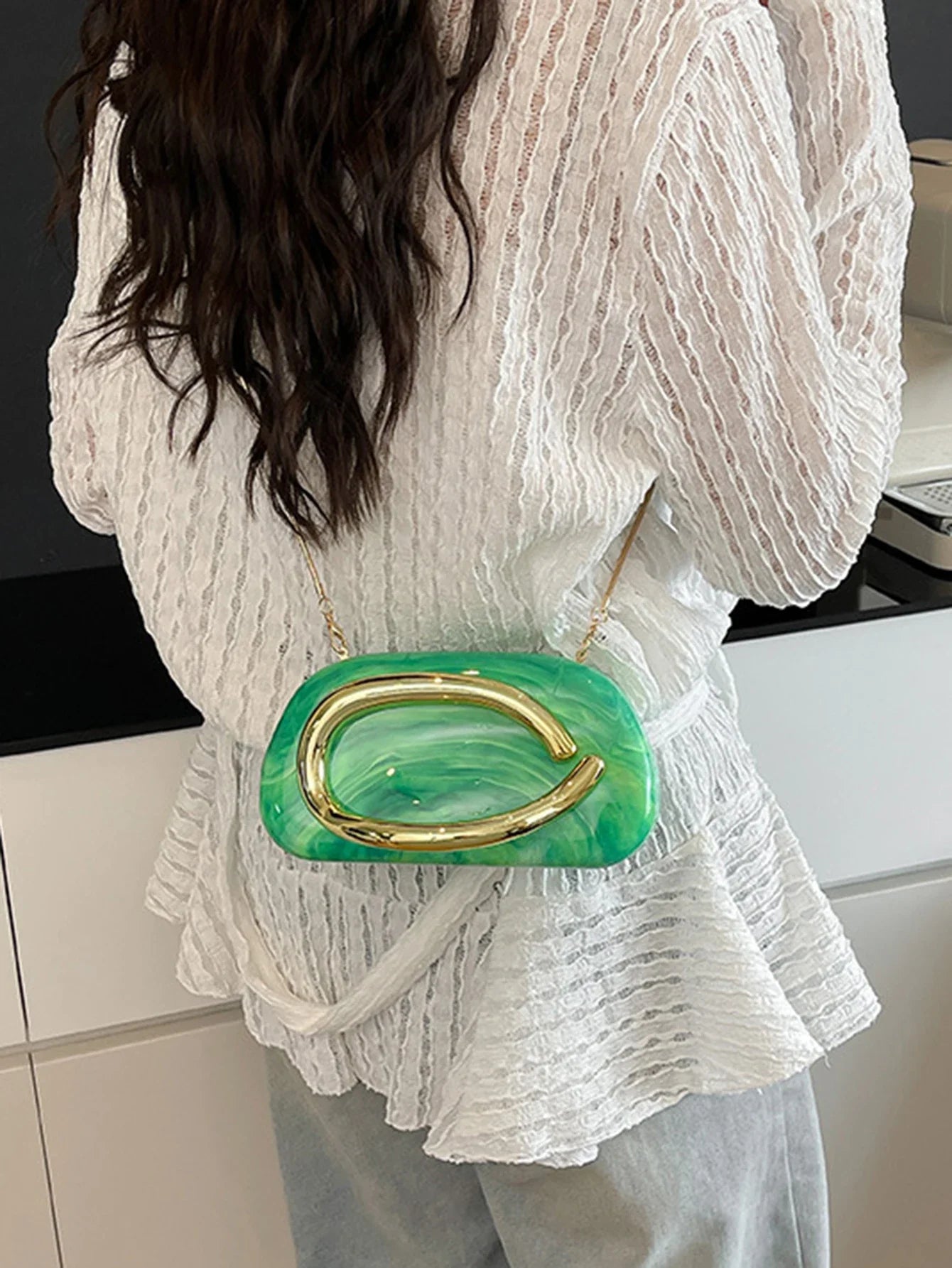 Women's Sealed Box Shaped Acrylic Clutch Fashion Dinner Wedding Party Handbag Elegant Luxury Designer Crossbody Shoulder Bag