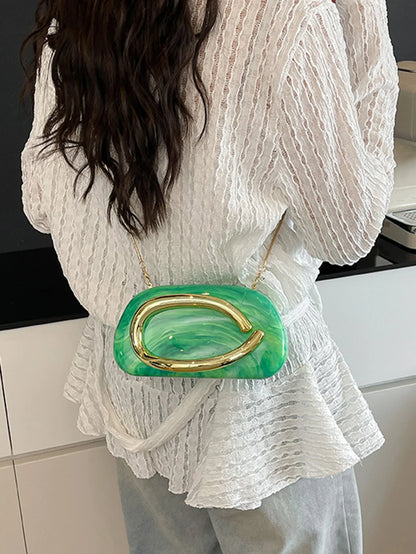 Women's Sealed Box Shaped Acrylic Clutch Fashion Dinner Wedding Party Handbag Elegant Luxury Designer Crossbody Shoulder Bag