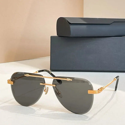 Luxury Boundless Sunglasses 50173U Oval Alloy High Street Premium Quality Premium Quality Double Bridges UV400 with Case Unisex