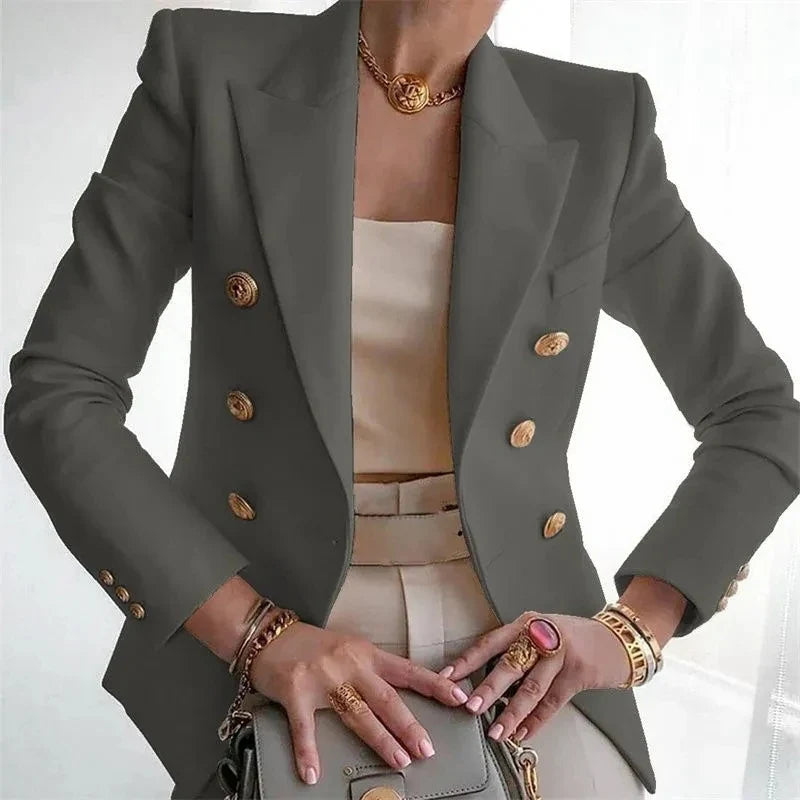 Women's Small Blazer Jacket 2026 Spring Autumn Casual Office Elegant Ladies Suit Coat High-end Double-breasted Lady Outerwear