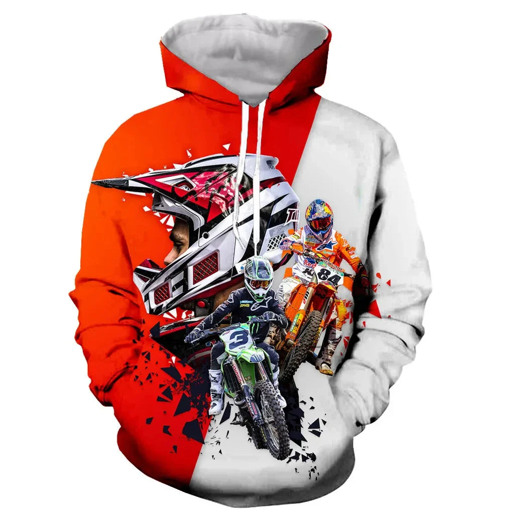 Motorcycle Motocross Printed Hoodies for Men New Fashion Long Sleeves 3D Sports Sweatshirts Jacket Oversized Clothes