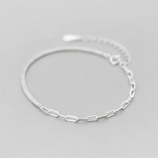 Bracelet Jonc Asymétrique en Argent Sterling 925 Véritable, Géométrique Ovale Empilable en Zircone, pour Femme, Bijoux Fins