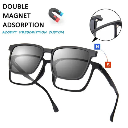 Gradient Men Flip Up Clip on Men Driving Polarized Oversized Optical Myopia Glasses Magnetic Eyeglasses For Women TJ2191