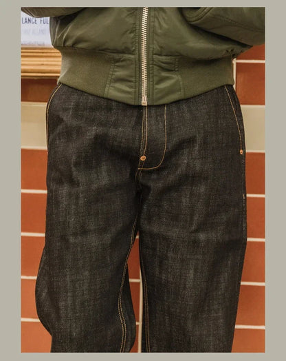 Denim Jeans Loose Straight Fit Heavyweight Raw Denim Pants