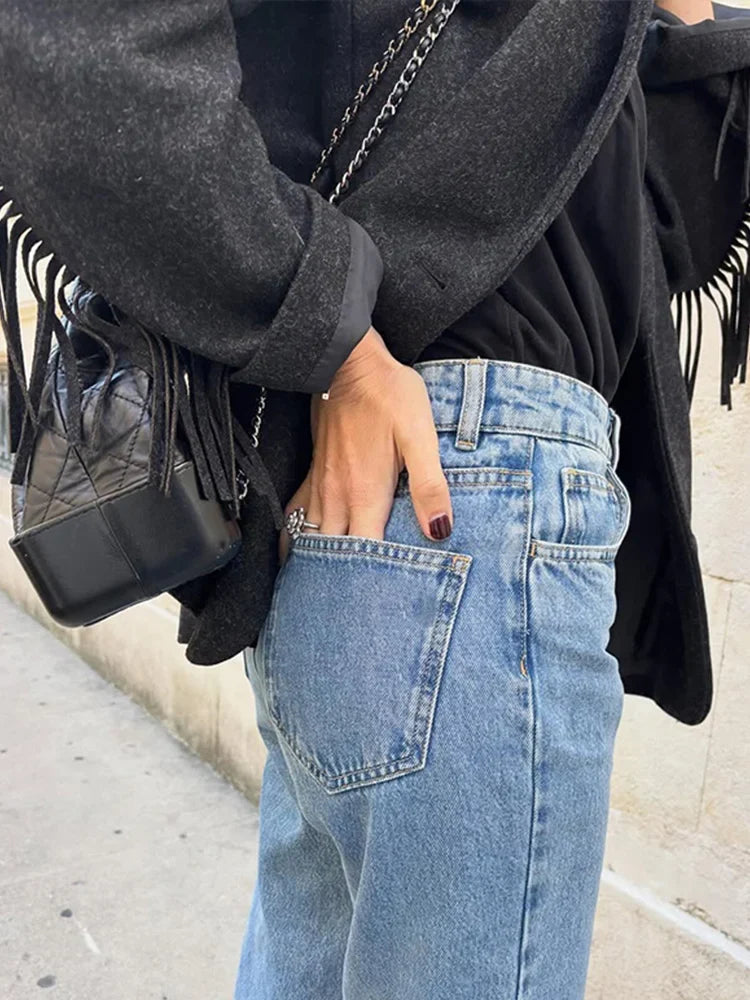 Tassels Woolen Suit Jacket Women Elegant Turn-down Collar Long Sleeve Single Breasted Pocket Autumn Winter Coats New Outerwears