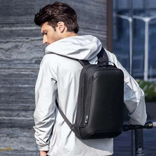 Slim Laptop Backpack for Men Business Minimalist Backpack YKK Zipper Scratch Resistant With USB
