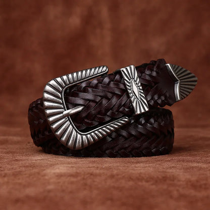 3.0CM Cowhide High Quality Genuine Leather Belts for Men Women Hand Woven Belt Strap Male Pin Buckle Jeans Cowboy Cintos Luxury