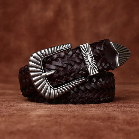 3.0CM Cowhide High Quality Genuine Leather Belts for Men Women Hand Woven Belt Strap Male Pin Buckle Jeans Cowboy Cintos Luxury