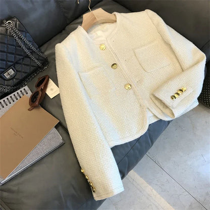 Women's Suit Coat 2025 Spring Autumn Temperament Versatile Ladies Woolen Blazer Jacket Casual Loose Lady Blazer Outerwear