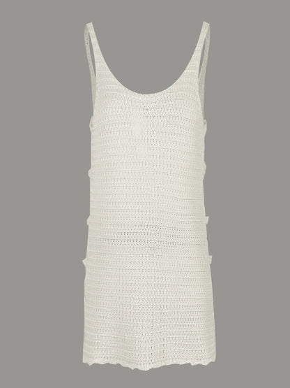 Sexy U Neck Sleeveless Knit Horizontal Stripes Side Cut Out Beach Vacation Dress 2026 Summer Beachwear Women's Mini Dresses K90