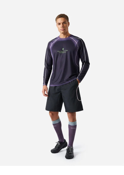 Men's Outdoor Running Long Sleeve T-Shirt Gradient Color Digital Print Quick Dry Breathable Sports Top Unisex