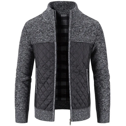 Autumn Winter New Men's Jacket Slim Fit Stand Collar Zipper Jacket Men Solid Thick Warm Jacket Men Sweater