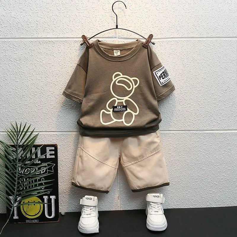 Summer Korean Infant Boys Clothes Sets Fashion Cotton Baby Girls Short T-Shirt Suits Casual