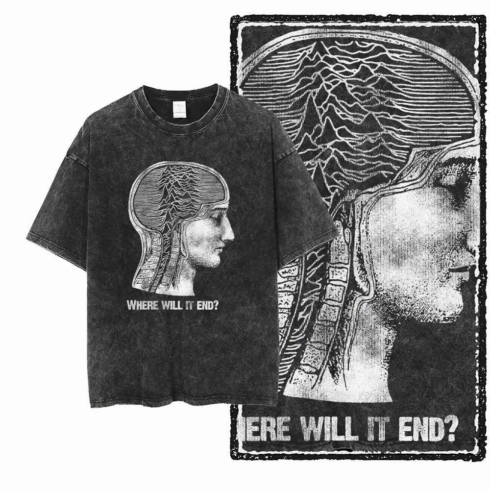 G58 Acid Washed Black Cotton Vintage Creative  Graphic Men T-shirt |  Streetwear Big Size Cool O-neck men's Tee Tshirt