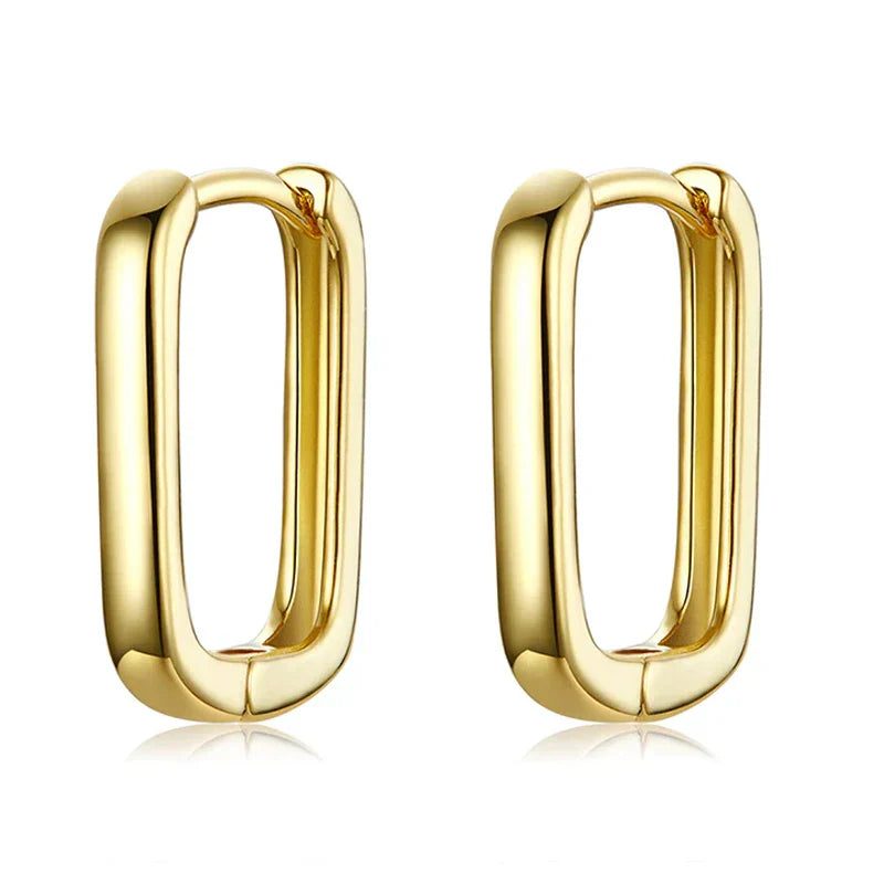 Silver Square buckle Earrings 925 Sterling Silver Classic French Earring for Women Party Wedding Fine Jewelry BSE478
