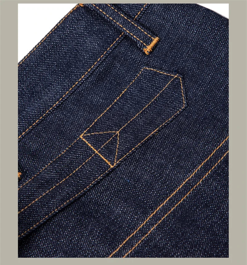 Denim Railroad Pants High Waist Rugged Style Selvage Jeans Back Buckle