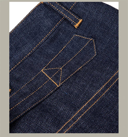 Denim Railroad Pants High Waist Rugged Style Selvage Jeans Back Buckle