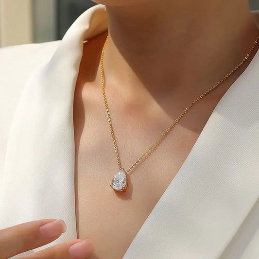 1-5ct Pear Cut Moissanite Pandent Necklace GRA Certified 925 Sterling Silver Plated 18k Gold Dainty Necklaces for Women