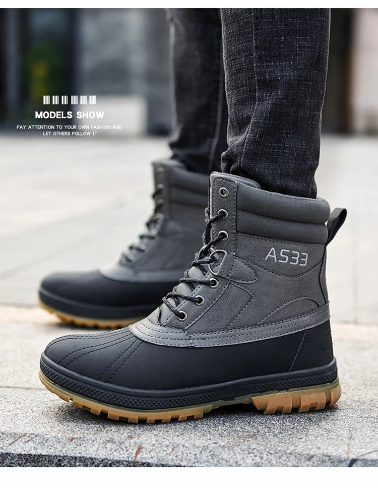 Plus Size 48 Outdoor Men Boots Winter Snow Boots for Men Training Work Boots Waterproof Slip-Resistant Keep Warm Winter Shoes