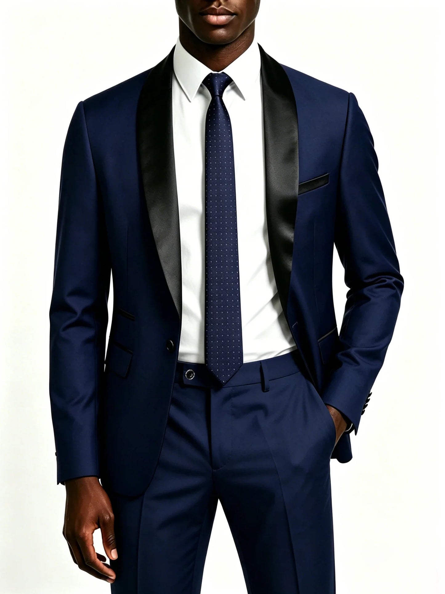 Men's Black Satin Shawl Lapel Tuxedo Suit 2 Pieces, Slim Fit Formal Blazer & Pants for Wedding Party Prom Groom Outfit