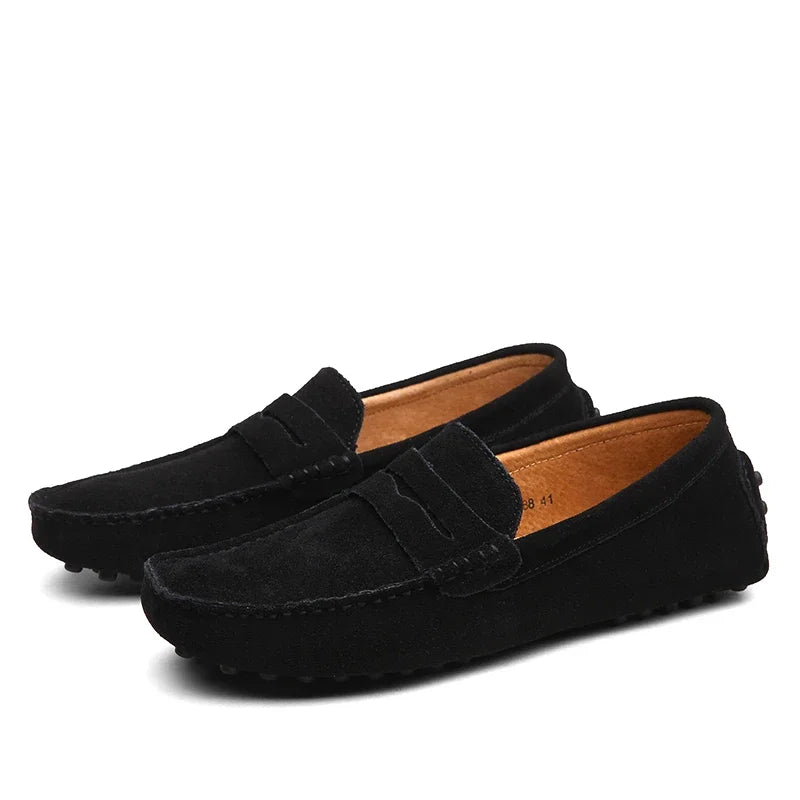 High Quality Suede Men Casual Shoes Non-slip Mens Driving Shoes Slip on Flats Loafers Leather Shoes 10 Colors Size 38-49
