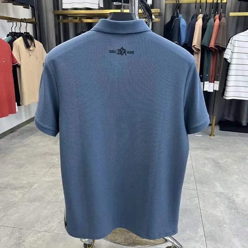 Designer brand 100%cotton short sleeve polo shirt summer trend letter embossed lapel top casual golf T-shirt business men's wear