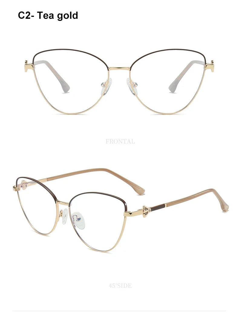 New Fashion Simple Cat's Eye Personalized Frame Design Women's Anti-Blue Light Reading Glasses Customizable Prescription
