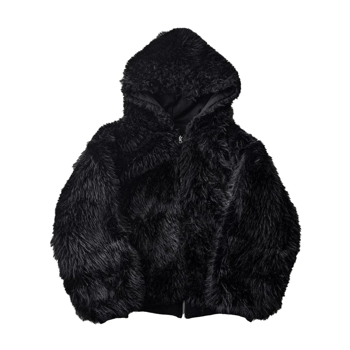 Autumn Winter Oversized Thickened Warm Black Reversible Faux Fur Parka Coat Men with Hood Zipper Fluffy Jacket 2025