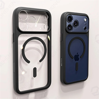 Magnetic Business Simplicity Shockproof Orange Bumper Camera Button Case For iPhone 17 16 15 14 Pro Max Clear Cover For Magsafe