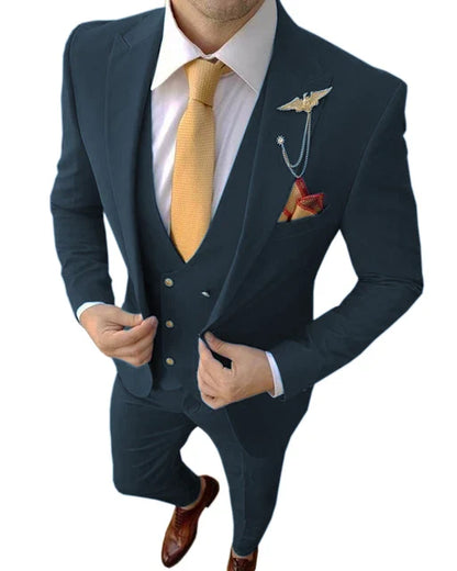 12 Colors Formal Business Men Suit Costume Homme Tuxedos For Wedding Bridegroom 3 Pcs Prom Slim Fit Blazers Jacket Pant Vest