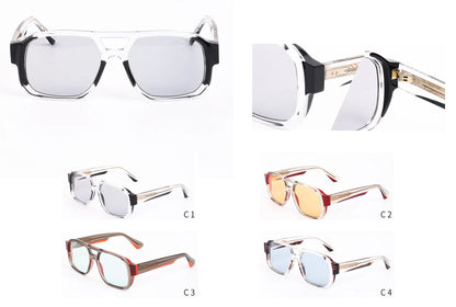 2026 New Fashion Thick Large Frame Man Sunglasses High Quality Handmade Acetate Retro UV400 Protection Goggles Women Sun Glasses