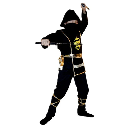 Ninja Costume Set with Double Sai Swords Throwing Stars for Halloween Cosplay Outfit Accessories Included Best Birthday Gift