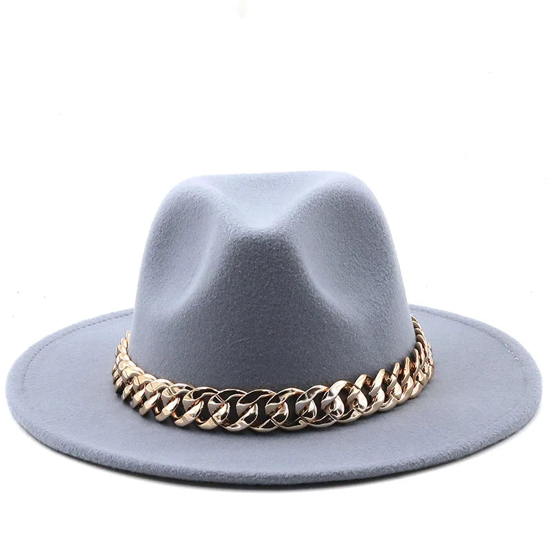 Hat For Women Autumn Winter New Party Jazz Fedora Hats With Fashion Luxury Oversized Chain Accessory Bag Two-piece Set