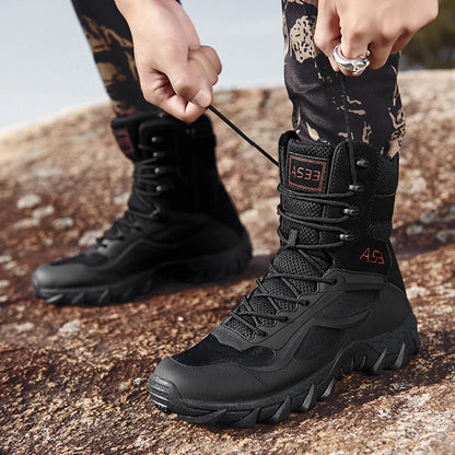New Men High Quality Brand Leather Boots Tactical Desert Combat Boots Men's Outdoor Hiking Shoes Work Safty Ankle Boots