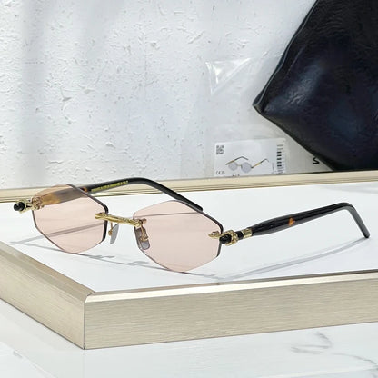 INS Maske P60 Luxury Rimless Sunglasses Men Hexagonal Acetate Handmande in Germany Designer Alloy Top Quality Trendy UV400 Women