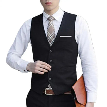 2025 Men Vest Single-breasted V Neck Formal Waistcoat Suit Vest Men Wedding Summer Beach One Piece Waistcoat V Neck Fashion Cost