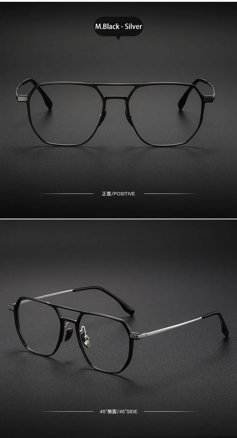Large Frame Aluminum Frame Titanium Business Anti-Blue Light Reading Glasses Men Ladies Customizable Prescription ZY-20239