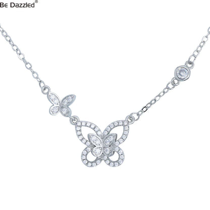Delicate Women 24K Gold Plated Zircon Angel Wing Chain Pendant Necklace
