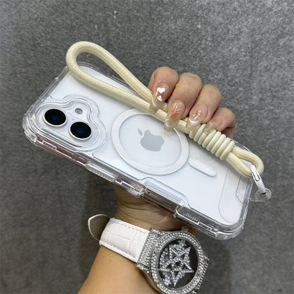 Premium Macaroon Shockproof Case for IPhone 17Air 16 15 14 Plus 13 12 11 Pro Max for Mag-safe Magnetic Transparent Lanyard Cover