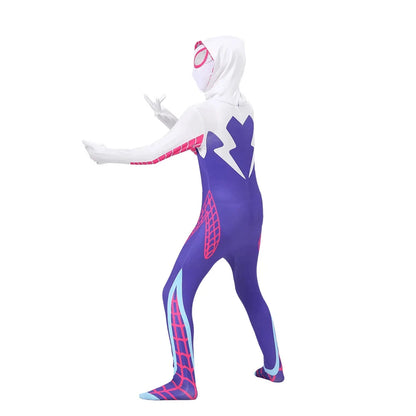 Gwen Costume Girls Gwen Stacy Cosplay Bodysuit Superhero Jumpsuits Halloween Party Clothes