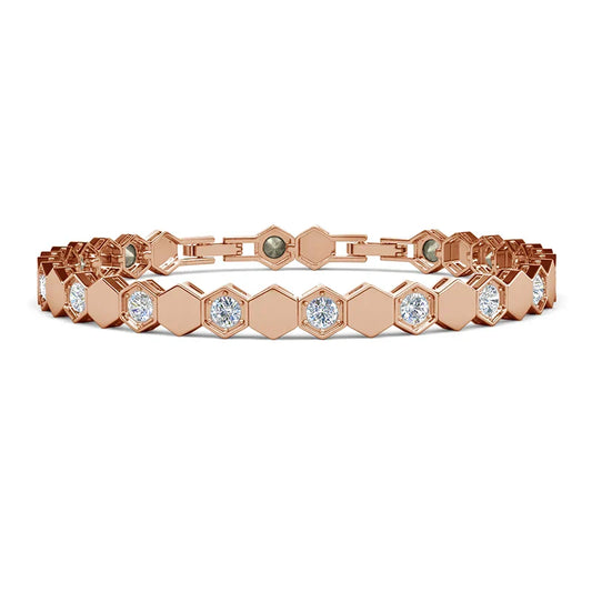 Bracelet femme orné de cristaux Swarovski de première qualité, en laiton plaqué or blanc 18 carats