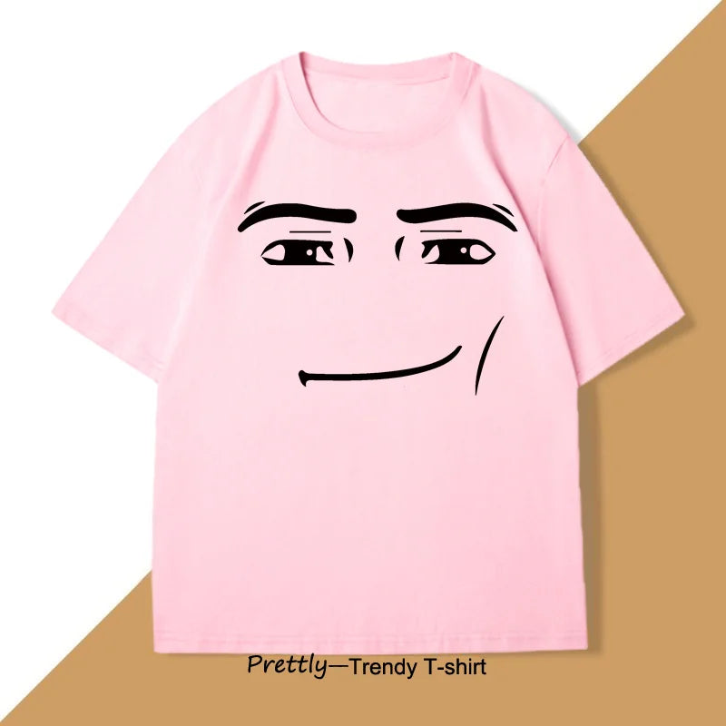 Roblox Face Meme T-shirt Men Women Causal Cotton Short Sleeve Tshirt Loose Short Sleeve Tops Harajuku Y2k Oversized Tops Tee