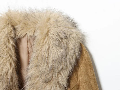 Faux Fur Suede Blazers for Women Faux Leather Women's Tailoring Blazers Winter Luxury Woman Blazer Fitted Coats and Jacket
