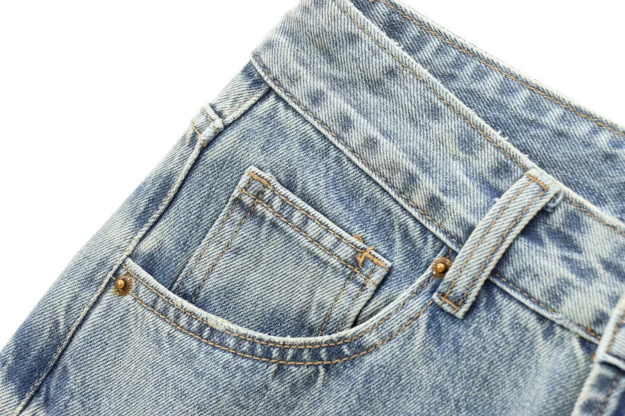 Wide-leg high-waisted jeans  women's classic everything with five pockets washed soft comfortable ultra-long jeans6045022