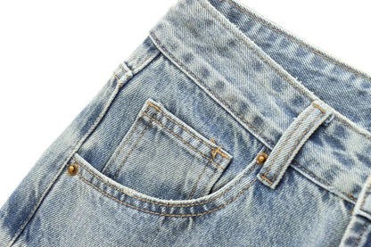 Wide-leg high-waisted jeans  women's classic everything with five pockets washed soft comfortable ultra-long jeans6045022