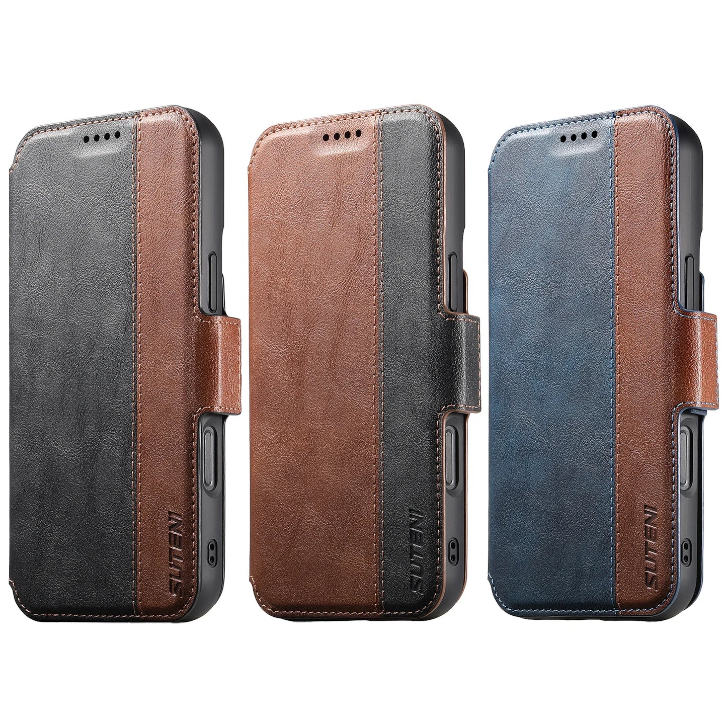 Faux Leather Wireless Charging Card Holder Stand Wallet Magnetic Flip Cover Phone Case For iPhone 16 Pro Max 15 Plus 14