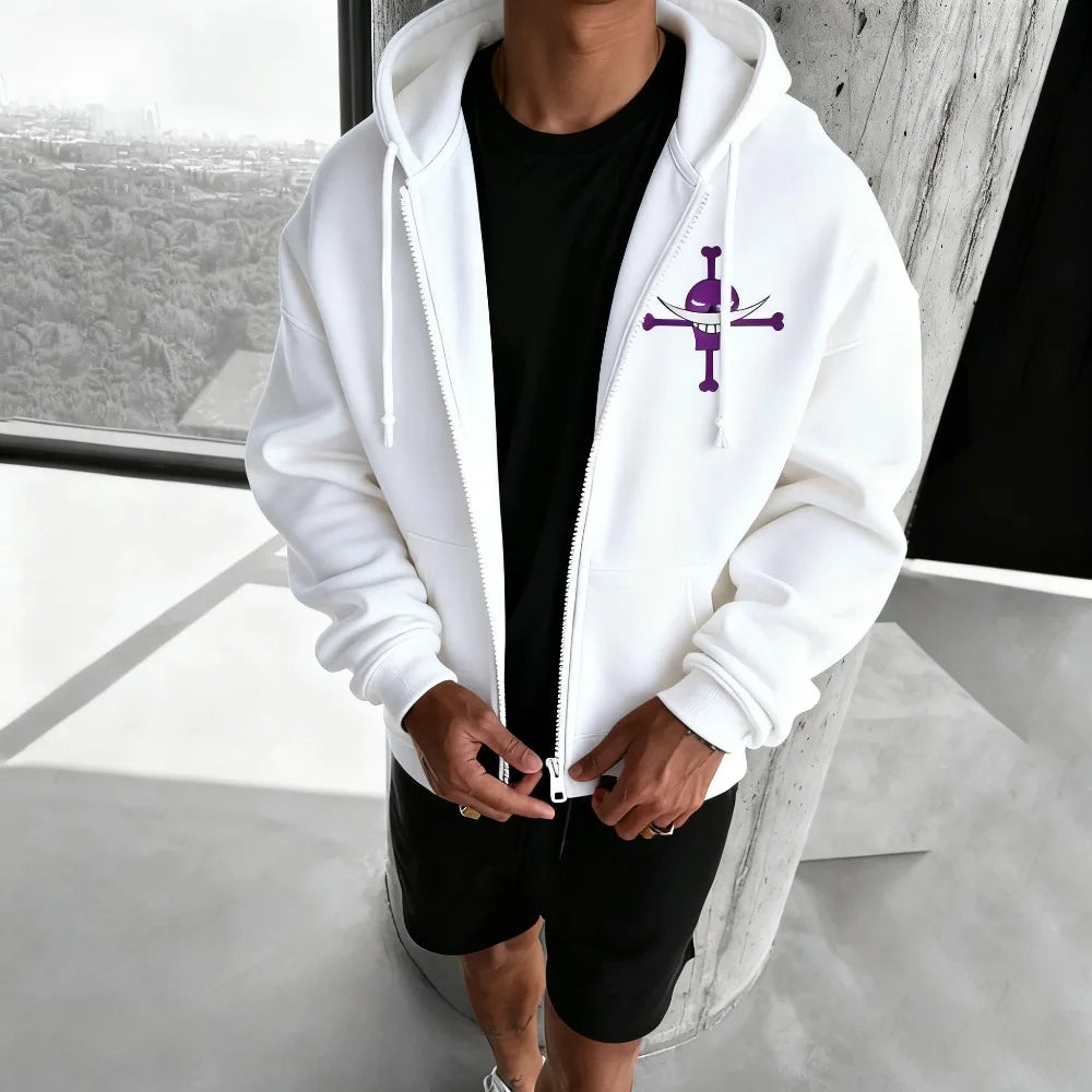 One Piece Men's Zipper Coat Hoodie Sweater Long-sleeved Jacket Edward Newgate Anime Spring And Autumn Niche Warm Top Winter